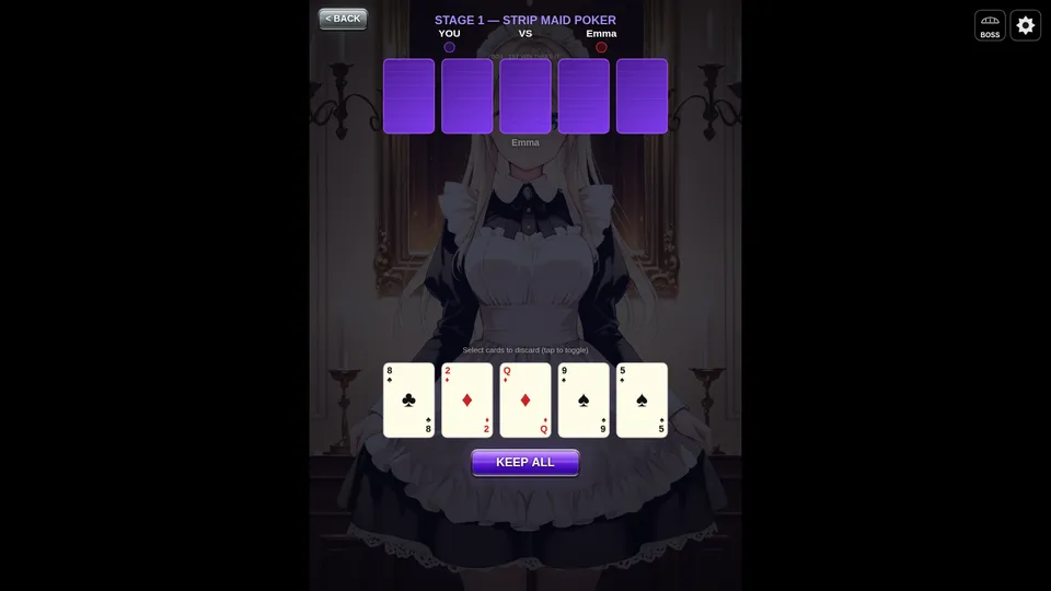 Strip Maid Poker gameplay